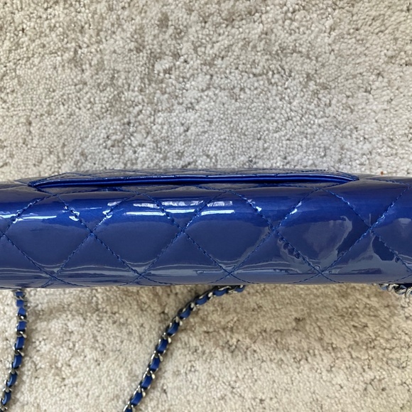 Chanel Classic Wallet on Chain Patent Dark Blue New with Tag - Picture 14 of 16
